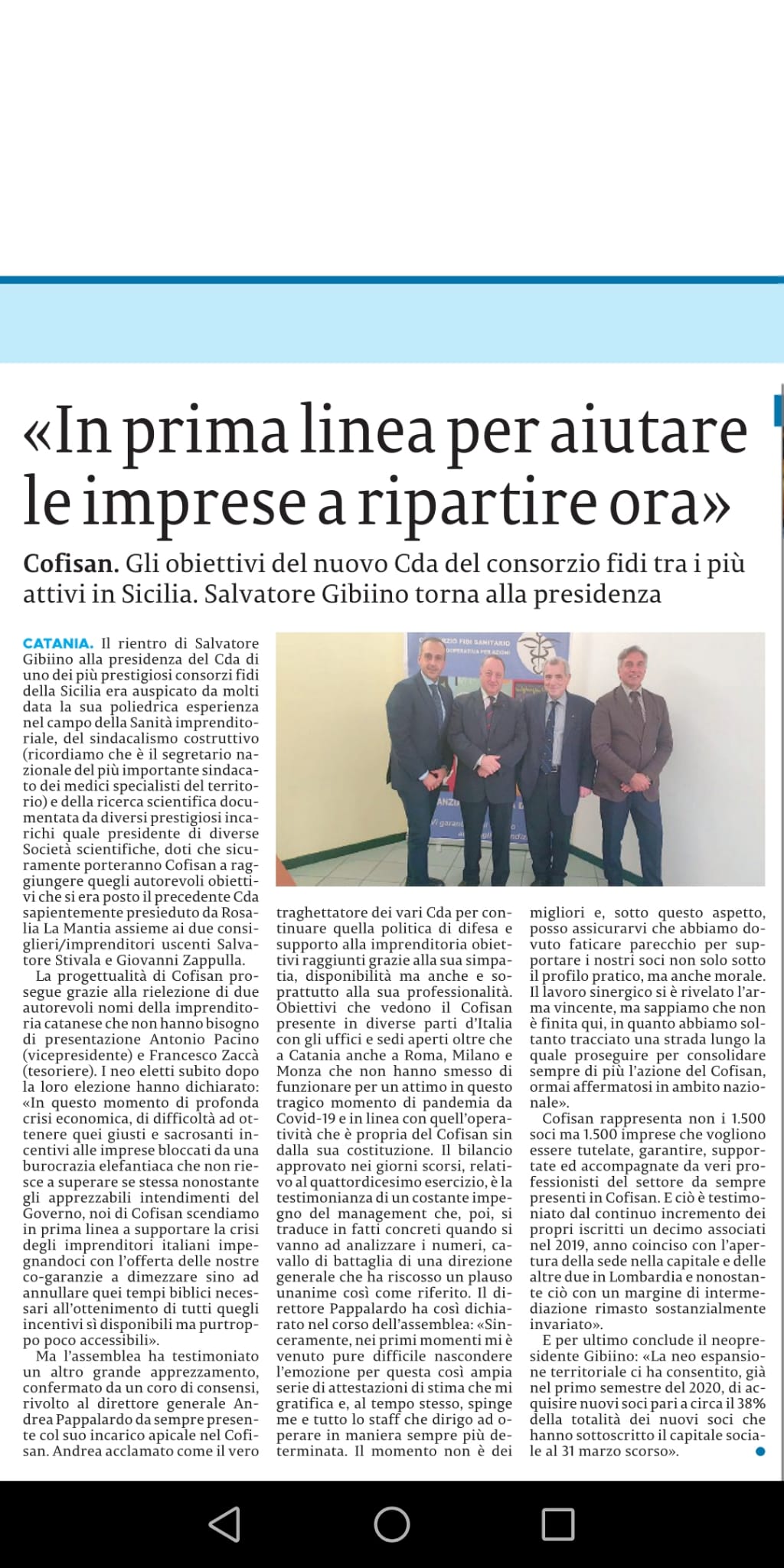 SALVO GIBIINO ELETTO PRESIDENTE DEL CONSORZIO FIDI COFISAN